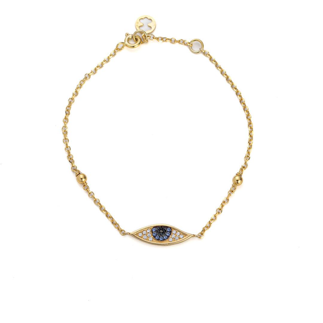 Sterling Silver Gold Plated Chain Bracelet with Eye