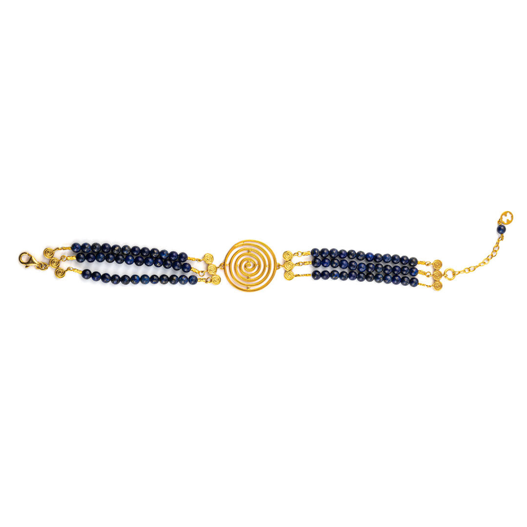 Spiral Bracelet with stones - Sterling Silver and Gold Plated