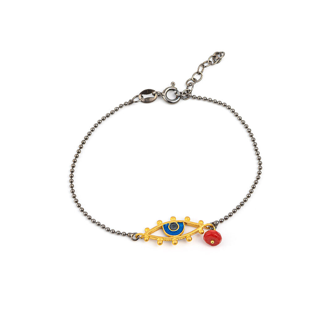 925 Sterling Silver Evil Eye Bracelet with Enamel