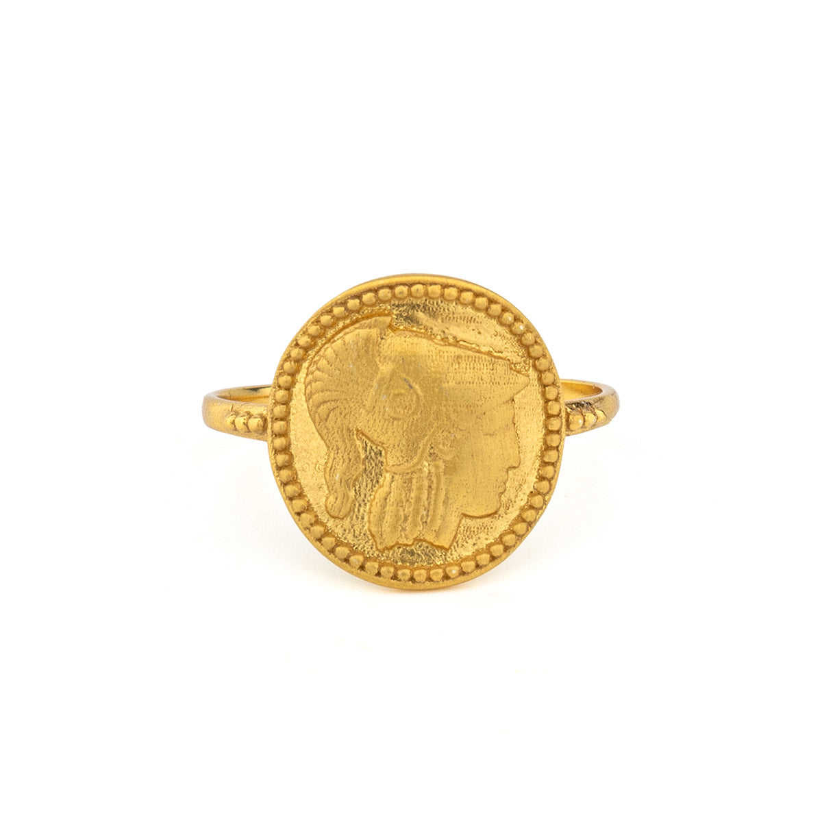 Athena Godess Ring in Sterling Silver Gold Plated