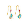 Sterling silver Gold Plated Drop Evil Eye Earrings - Turquoise Enamel