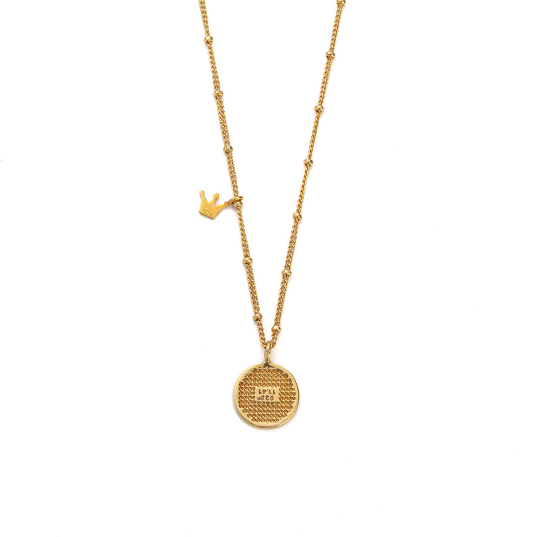 Sterling silver Chain Necklace with a Colored Eye and a Crown