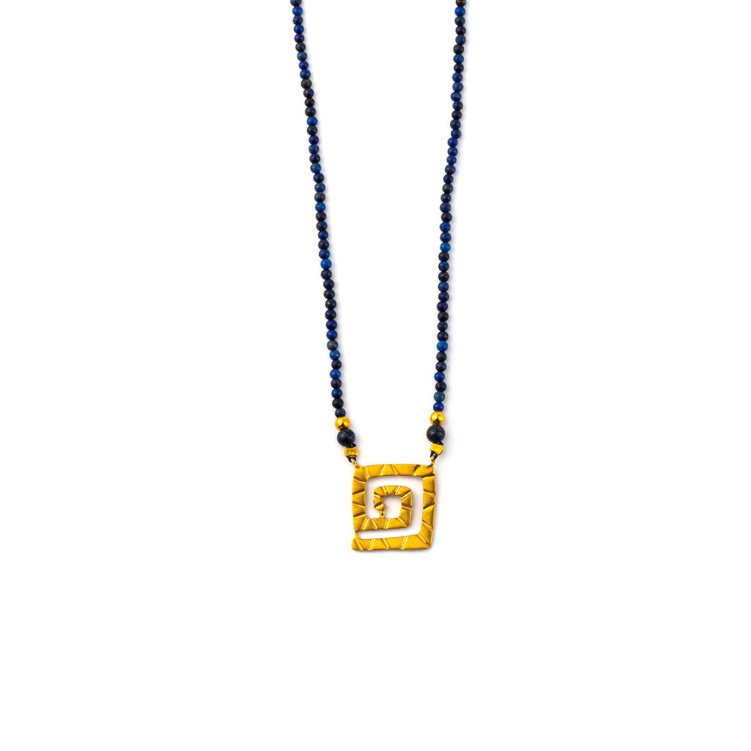 Stone necklace with Meander Symbol