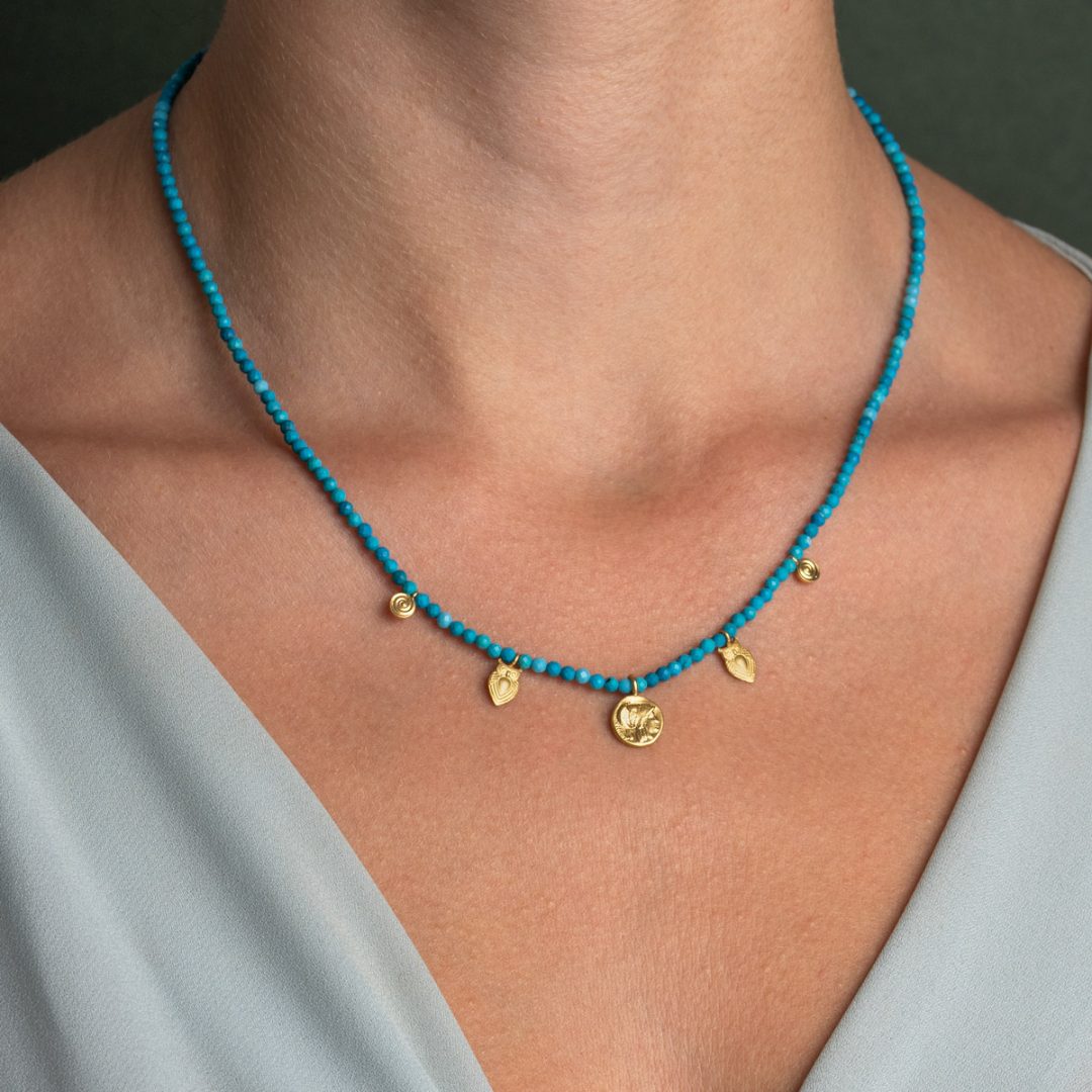 Athena Necklace in 925 Sterling Silver with Semi Precious Stones