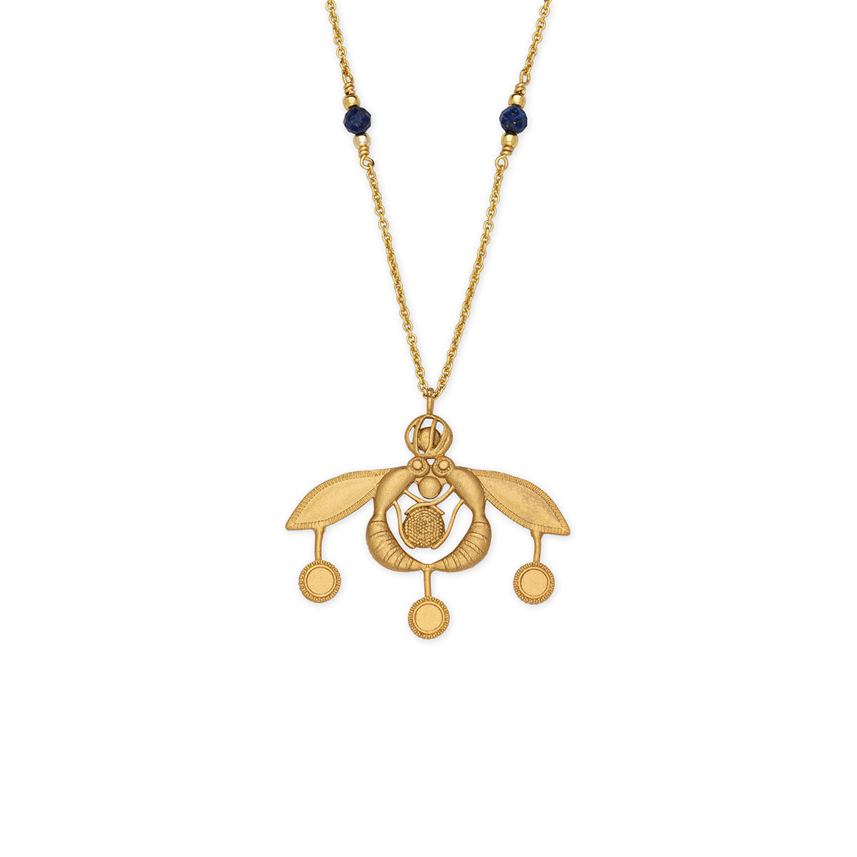 Chain Necklace with Cretan Bee Pendant in Sterling Silver