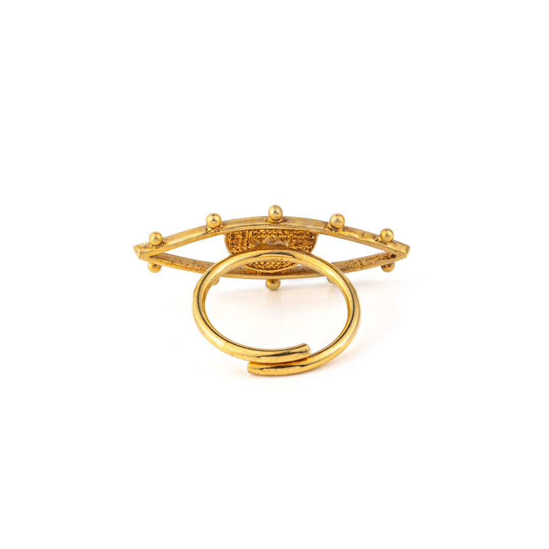 Sterling Silver Gold Plated Eye Ring with enamel