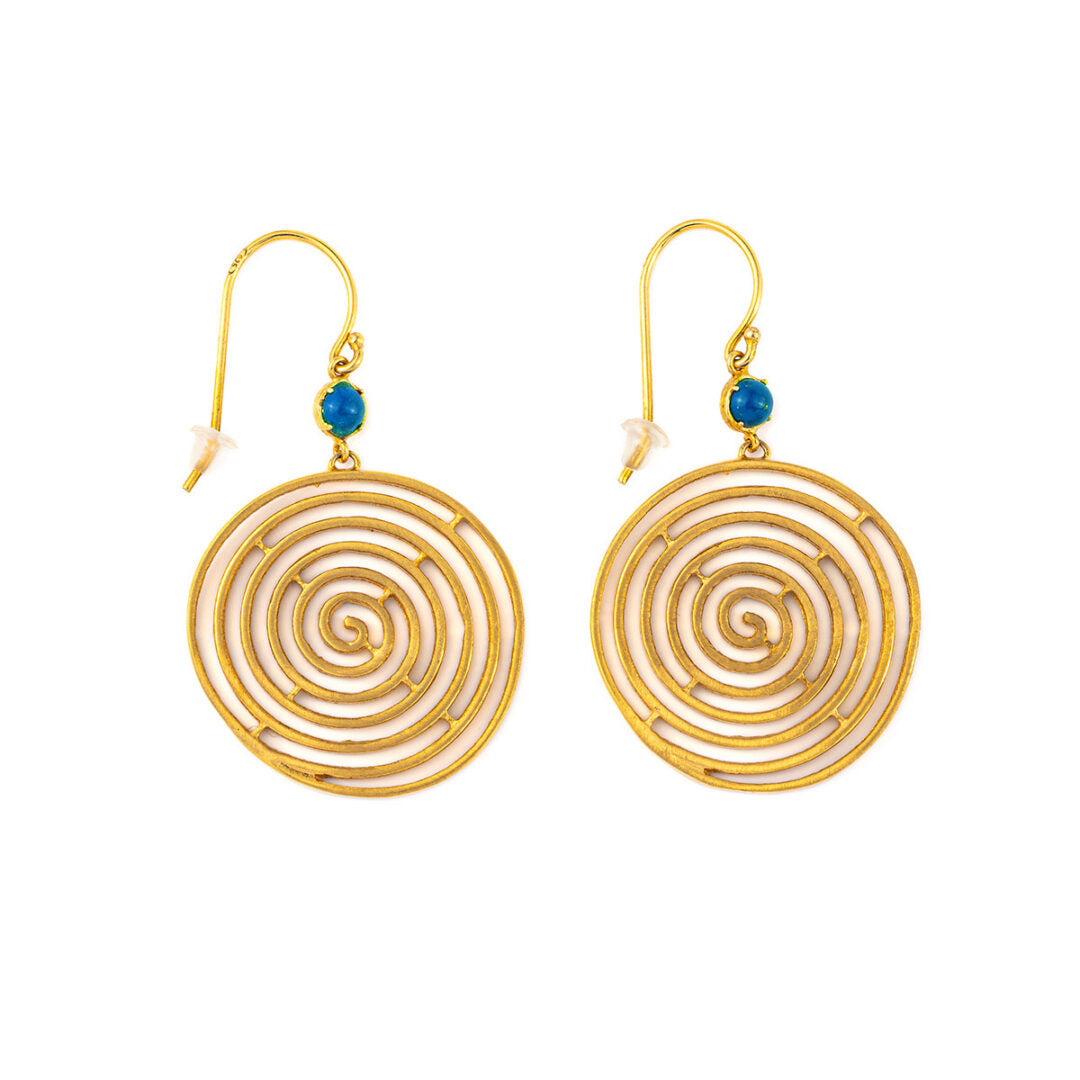 Spiral Dangle Earrings in Sterling Silver and Gold Plated