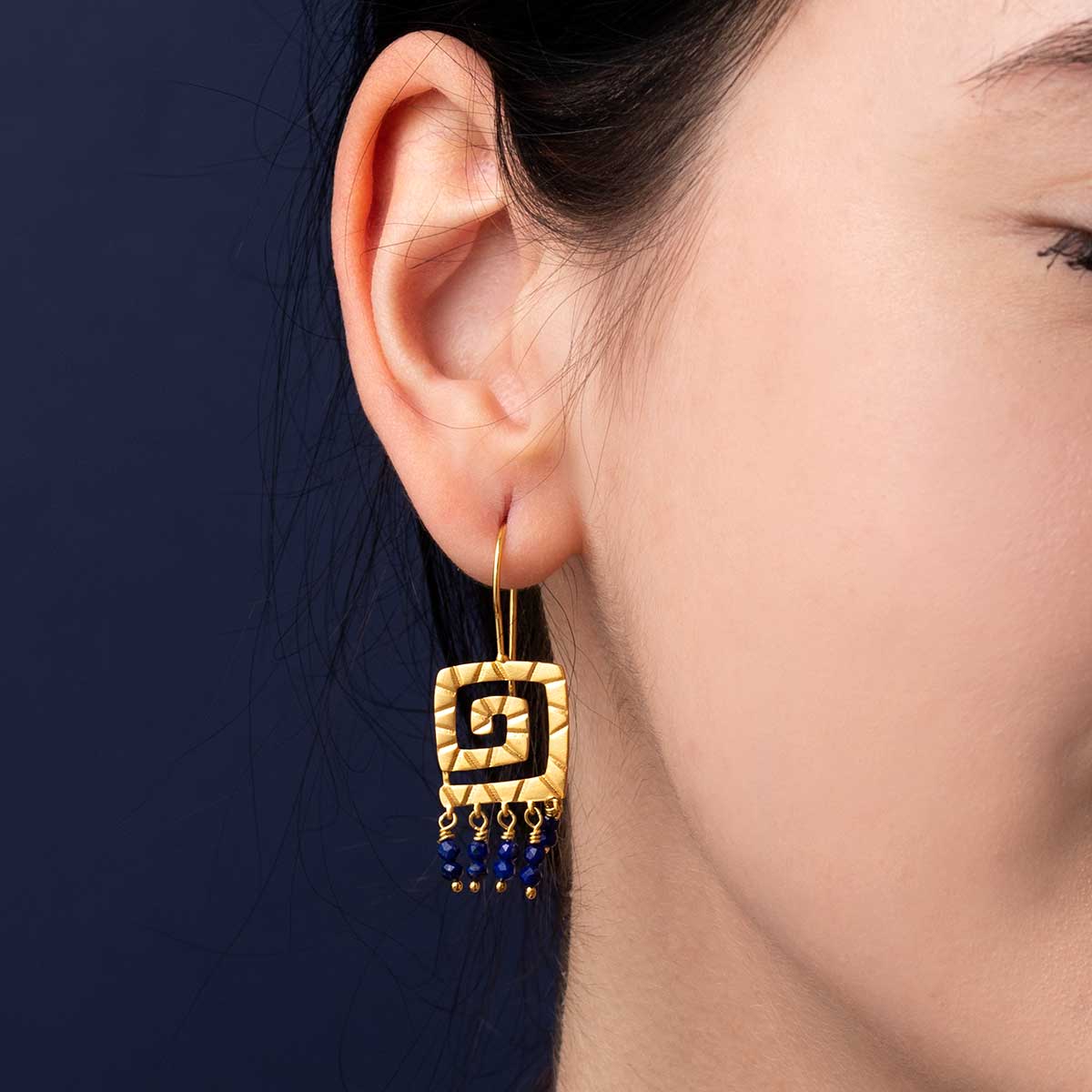 Sterling Silver Greek Key Meander Earrings