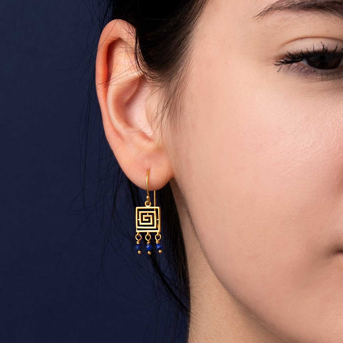 Sterling Silver Greek Key Dangle Earrings