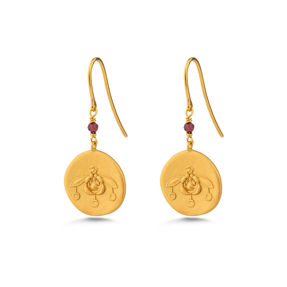 Sterling Silver Drop Earrings with a Coin of Cretan Bee