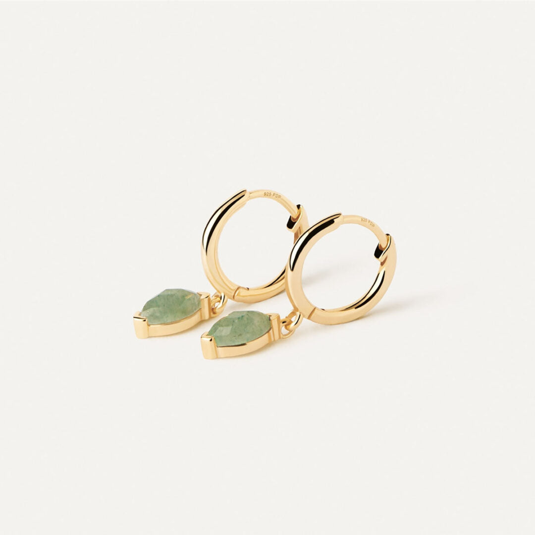 PDPAOLA Green Aventurine Nomad Hoops Earrings