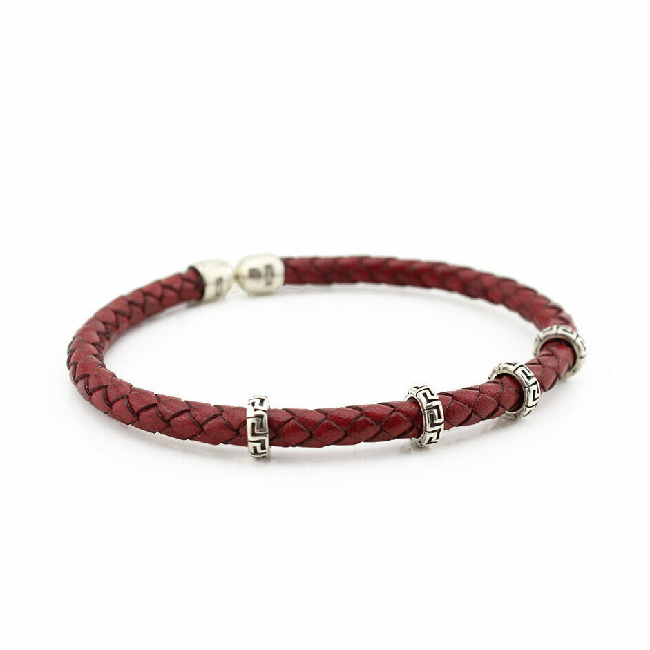 Meander Leather Bracelet – 925 Sterling Silver
