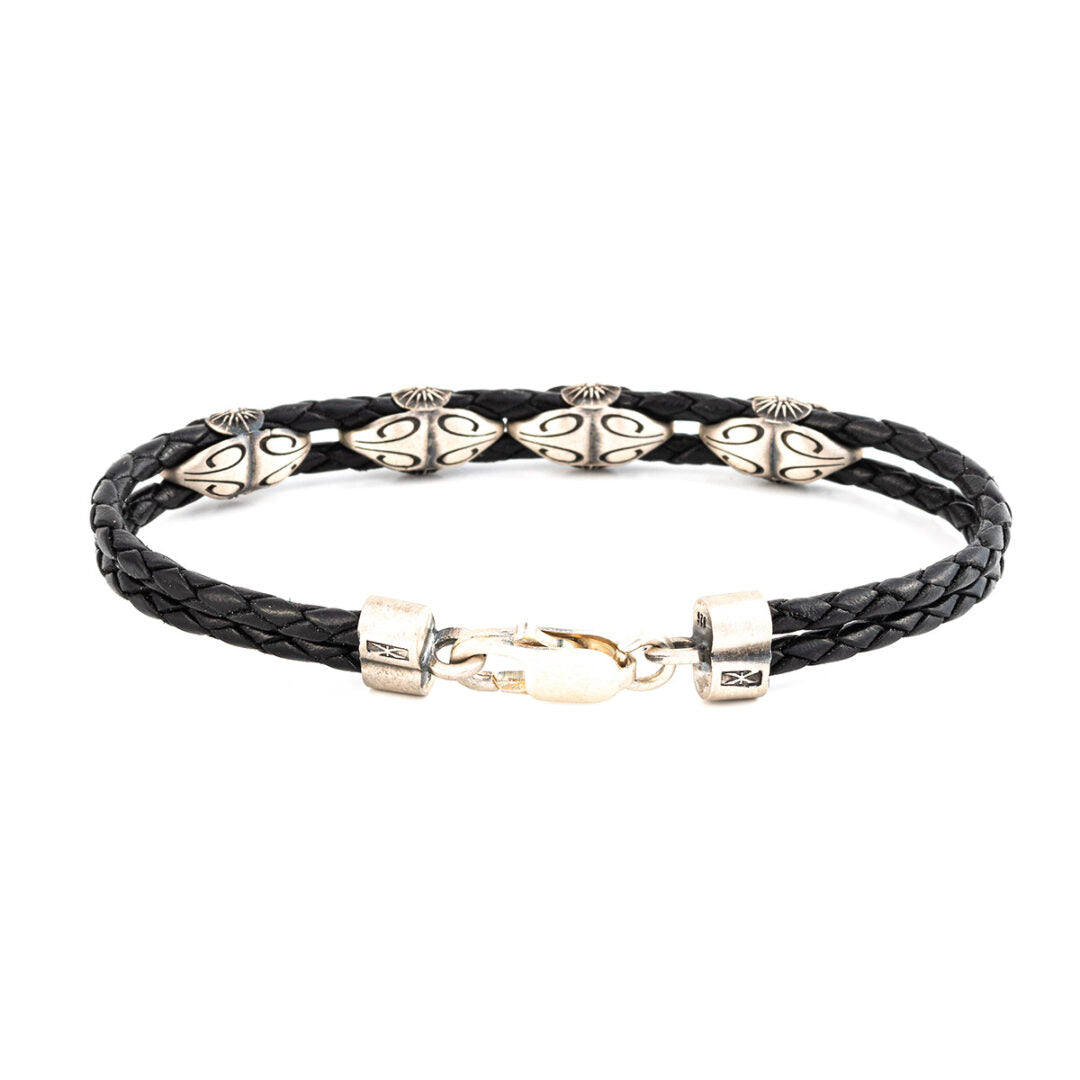 Vergina Sun Leather Bracelet - 925 Sterling Silver