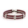 Greek Key Meander Leather Bracelet – 925 Sterling Silver — Red