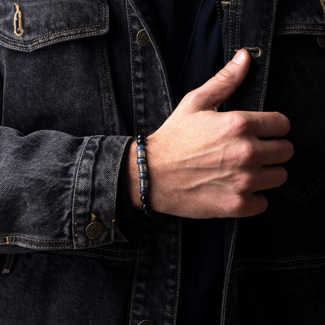 Βραχιόλι με Onyx και Sodalite Πέτρες – Ασήμι 925