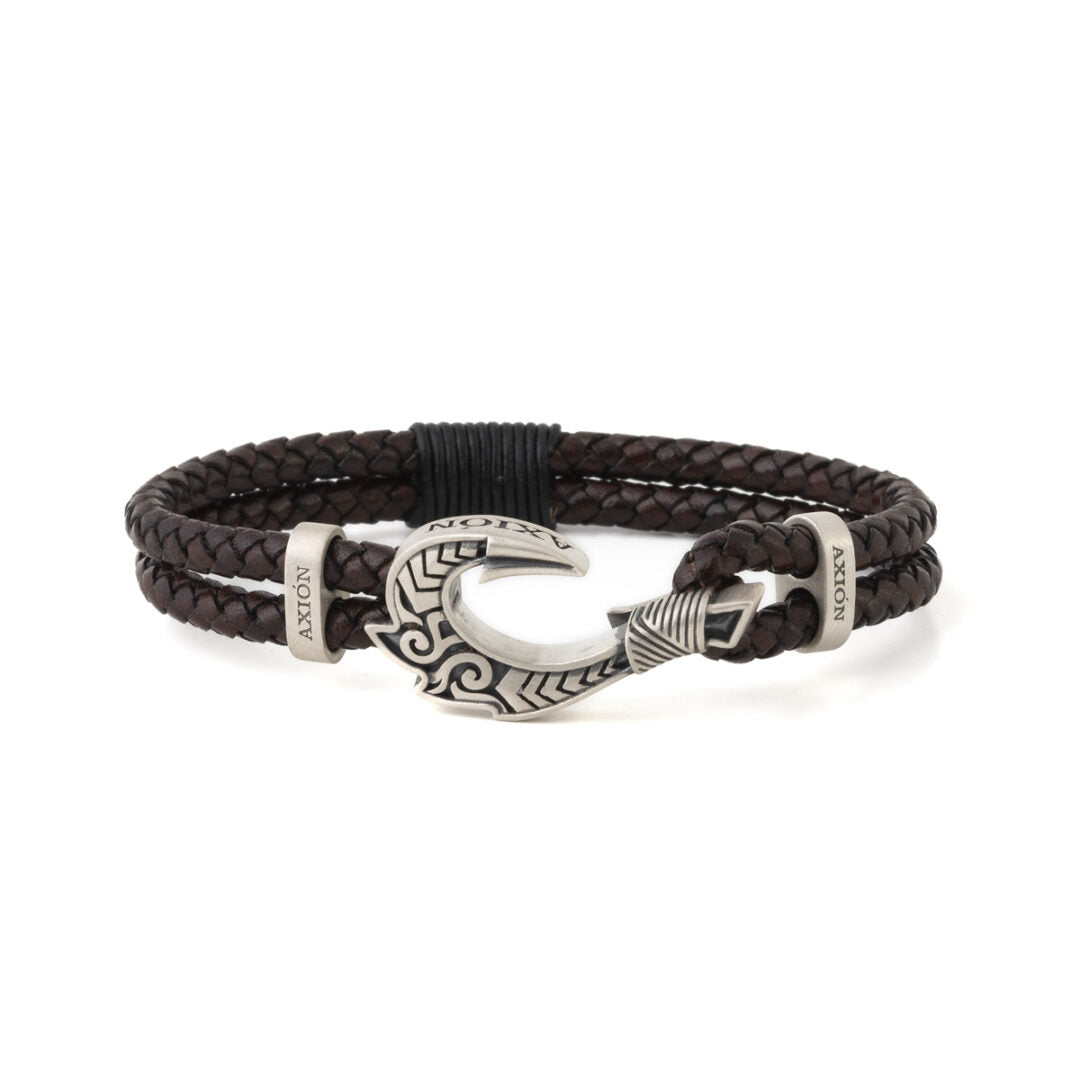 Leather Hook Bracelet - Sterling Silver