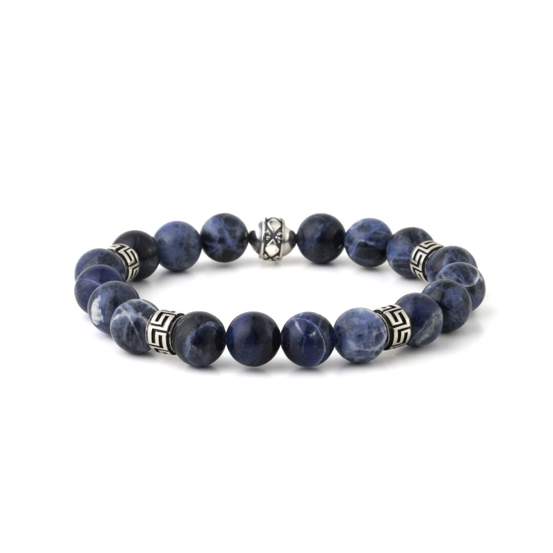 Sodalite Beaded Bracelet - Sterling Silver