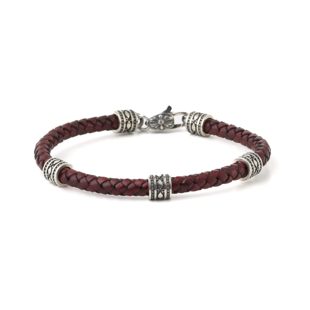 Axion Leather Bracelet - Sterling Silver — Bordo