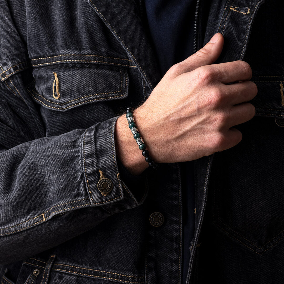 Βραχιόλι με Onyx και Apatite Πέτρες – Ασήμι 925