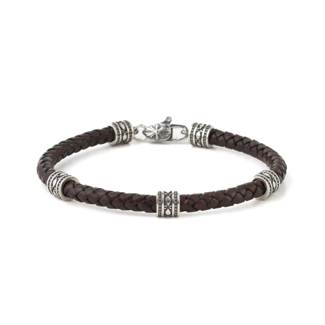 Axion Leather Bracelet - Sterling Silver