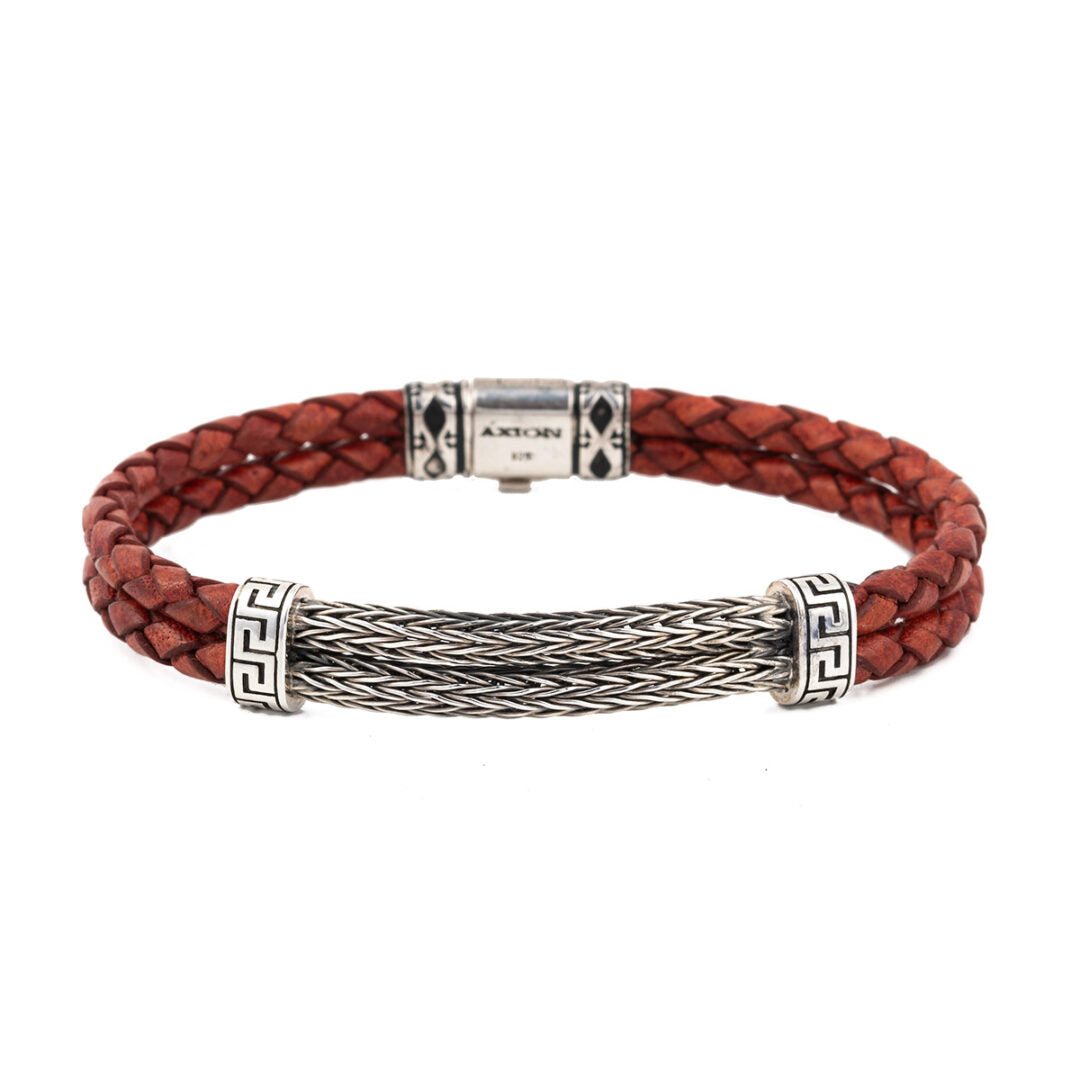Greek Key Leather Bracelet