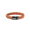 Stainless Steel Leather Bracelet with Meander Motif — Light Brown with Black Clasp