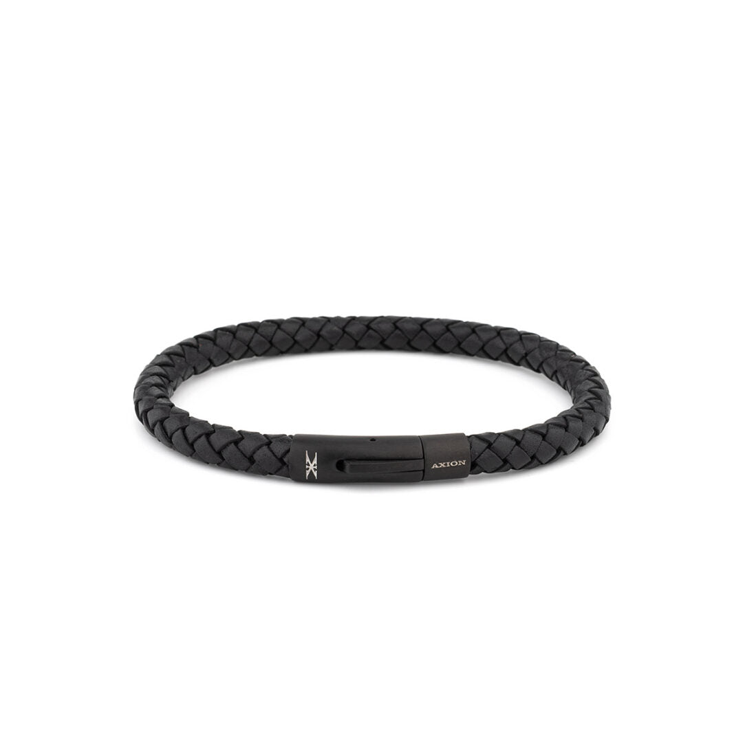 Axion Leather Bracelet with Black Stainless Steel Clasp