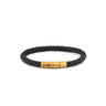 Axion Leather Bracelet with Gold Stainless Steel Clasp — Black