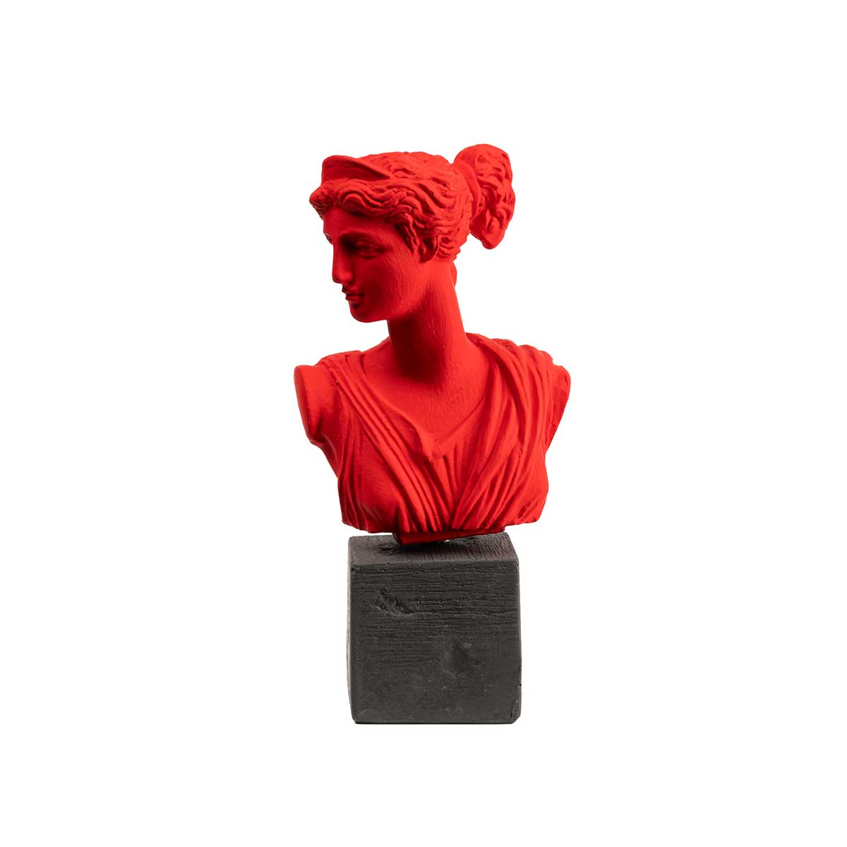 Greek Goddess Artemis Bust Statue – Ancient Sculpture Home Decoration — Red