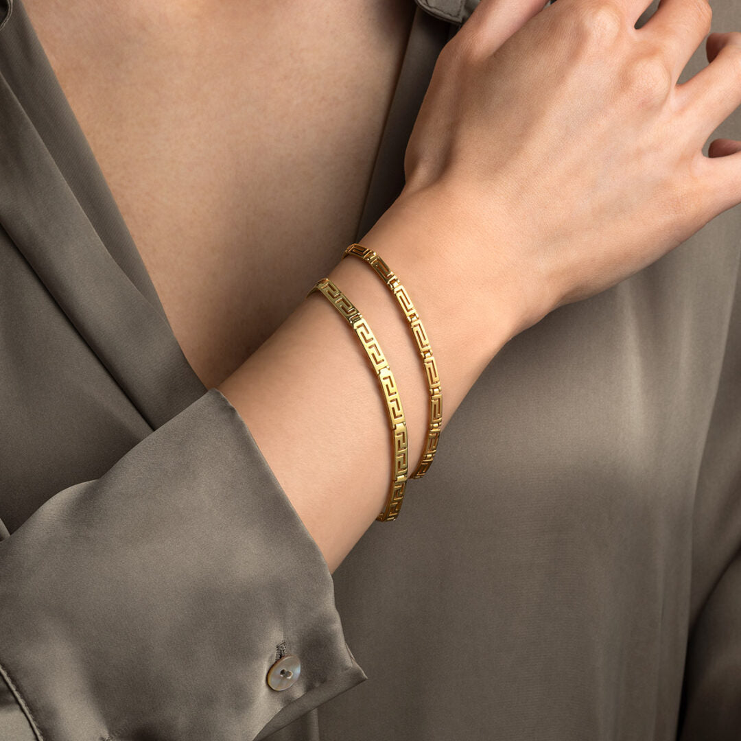 Greca Meander Link Bracelet – 925 Sterling Silver Gold Plated
