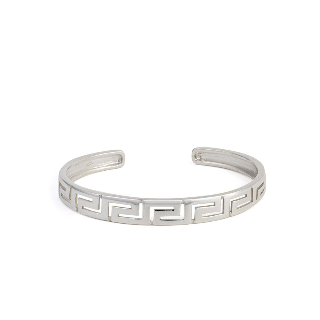 Greek Key Cuff Bracelet - 925 Sterling Silver