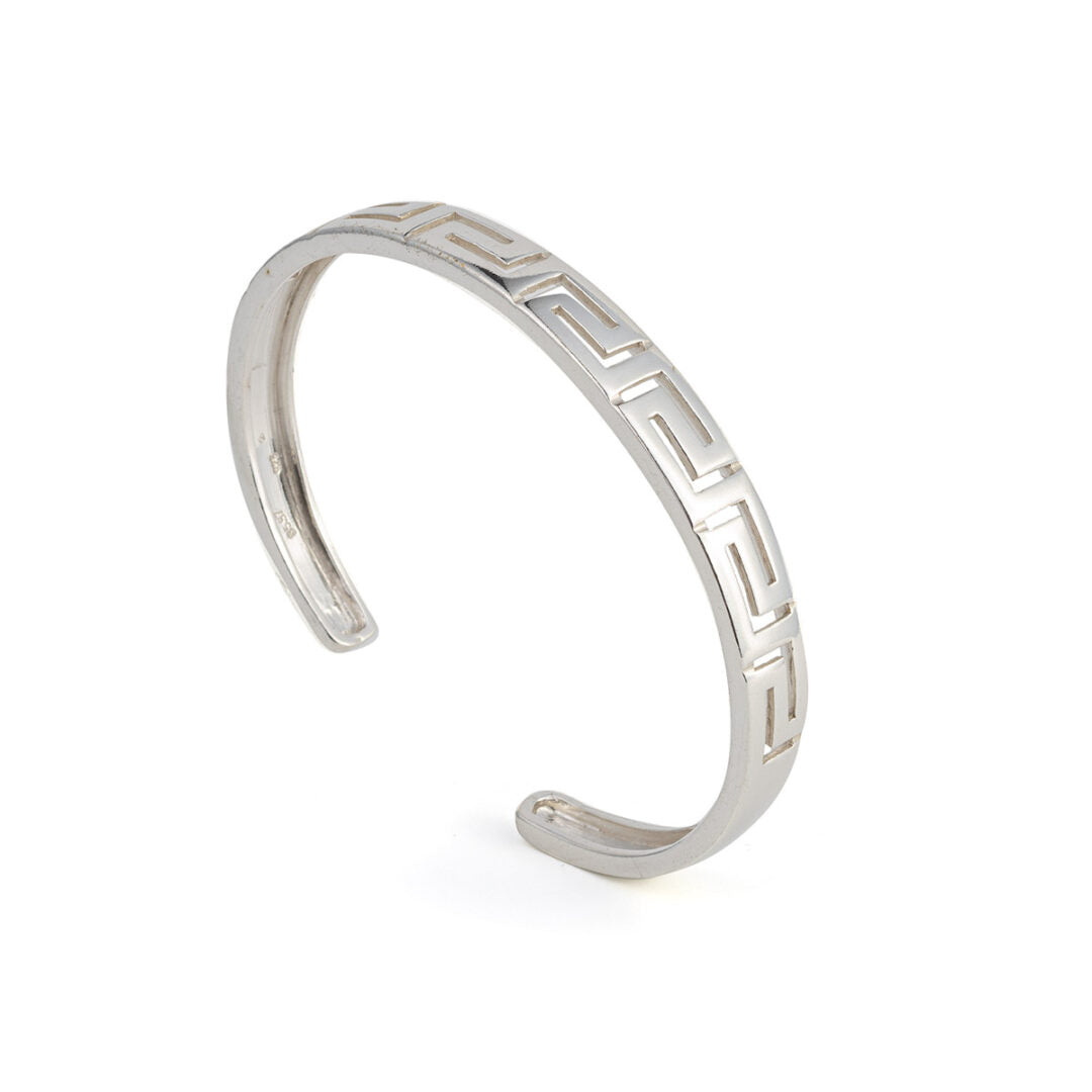 Greek Key Cuff Bracelet - 925 Sterling Silver