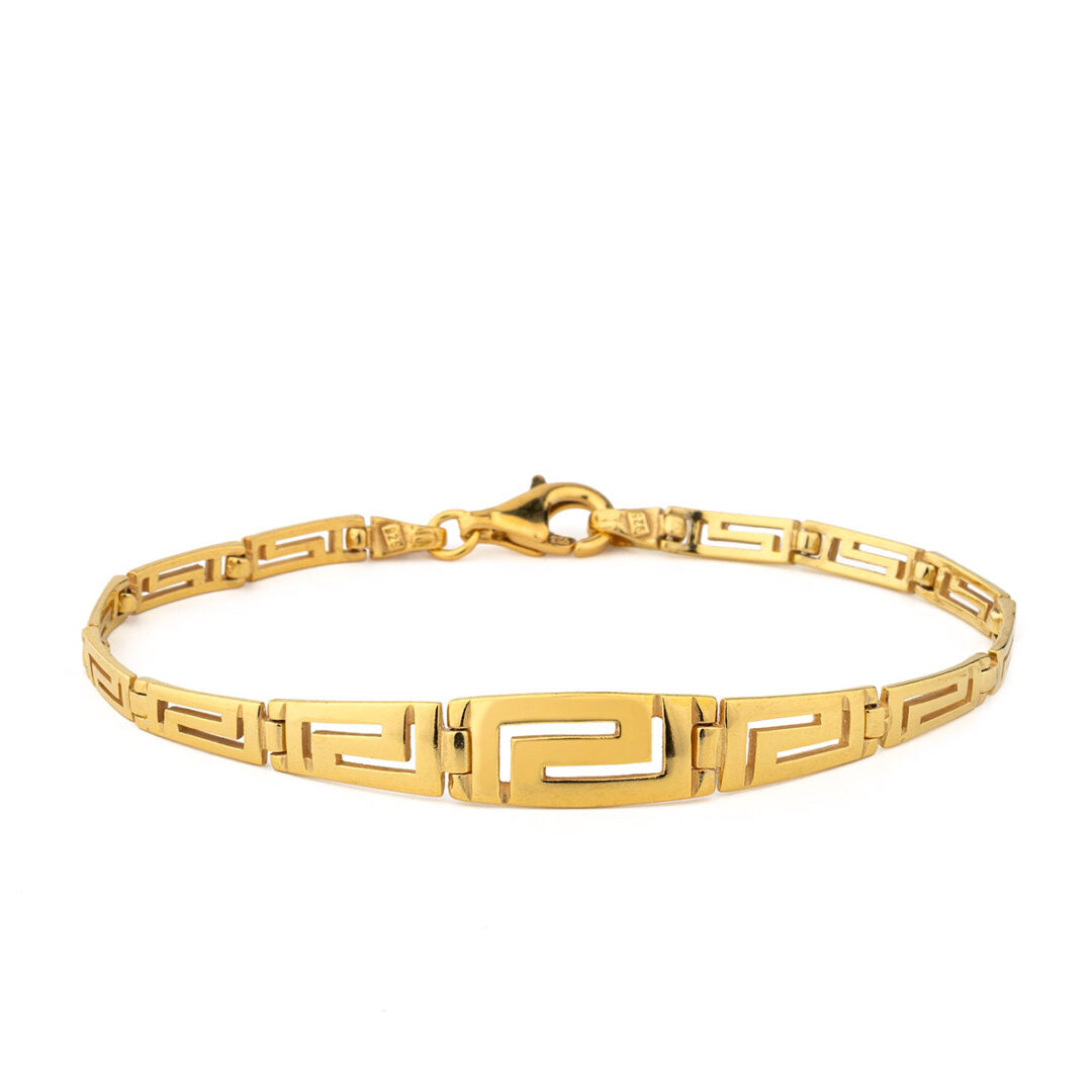 Greca Link Bracelet in Sterling Silver and Gold Plated