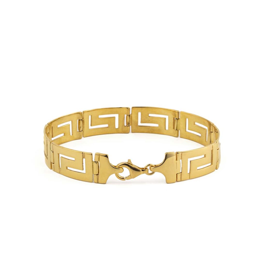 Greek Key Link Bracelet – Sterling Silver and Gold Plated