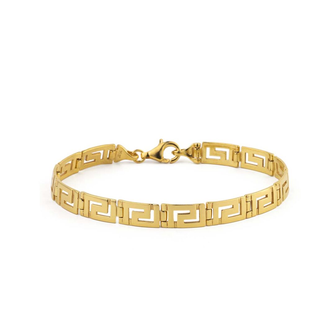 Greek Key Link Bracelet – Sterling Silver and Gold Plated