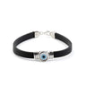 Evil Eye Rubber Bracelet - 925 Sterling Silver — White