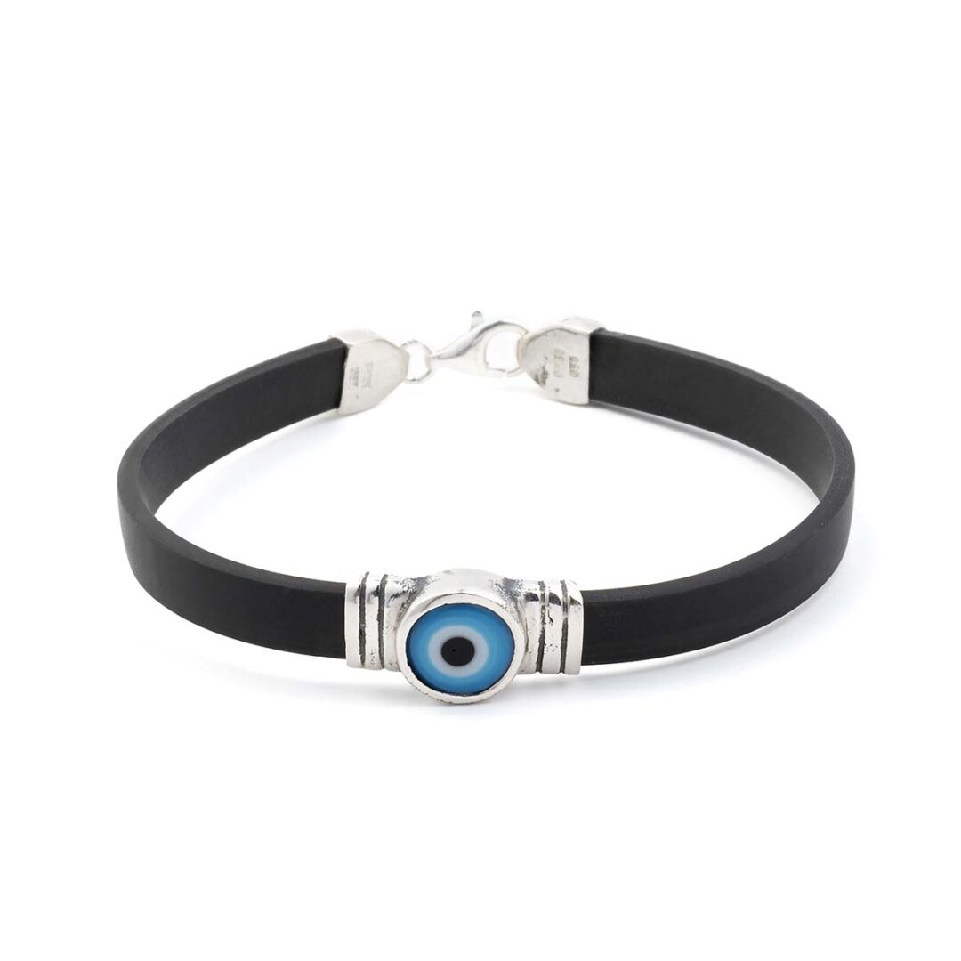 Evil Eye Rubber Bracelet - 925 Sterling Silver — Turquoise