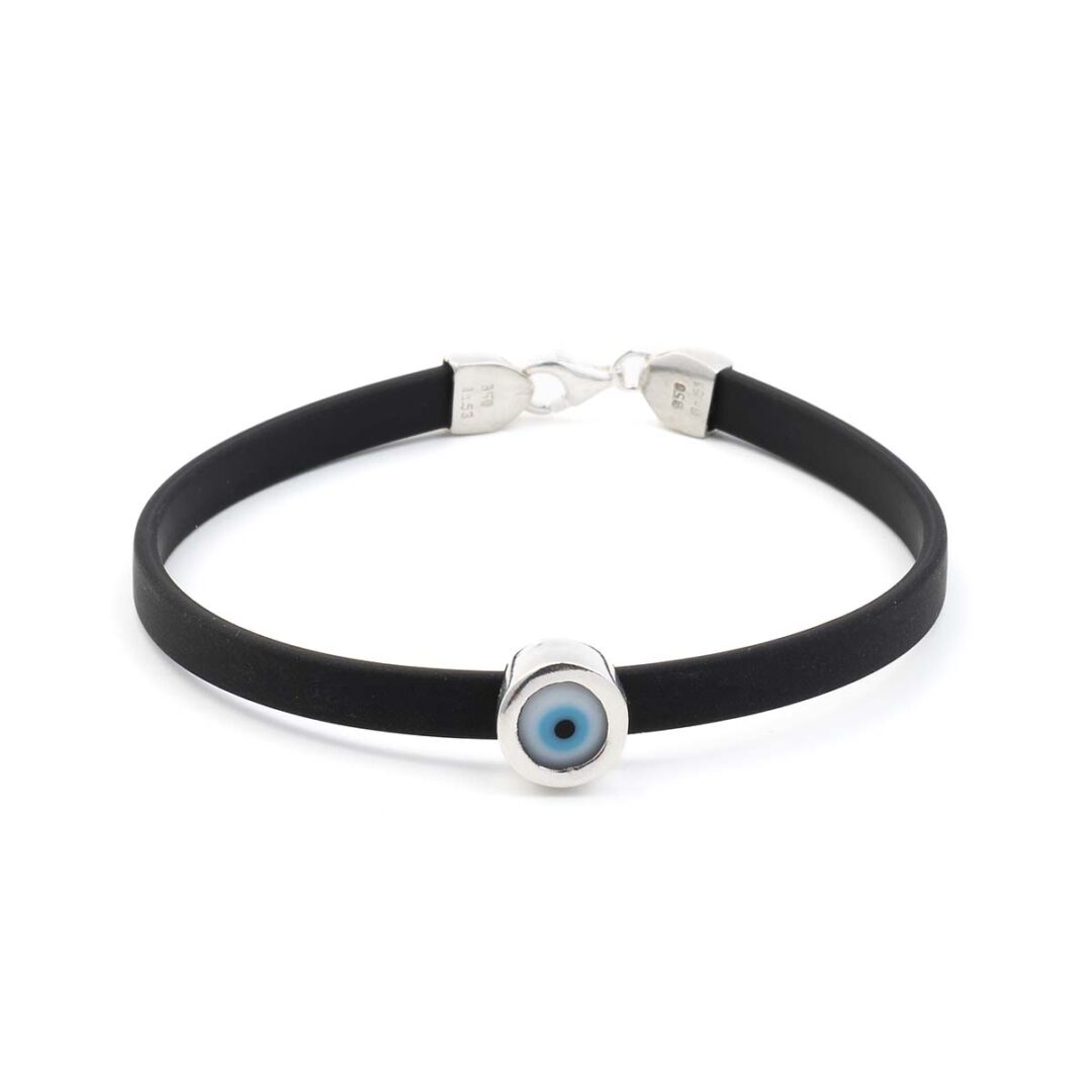 Eye Rubber Bracelet - Sterling Silver