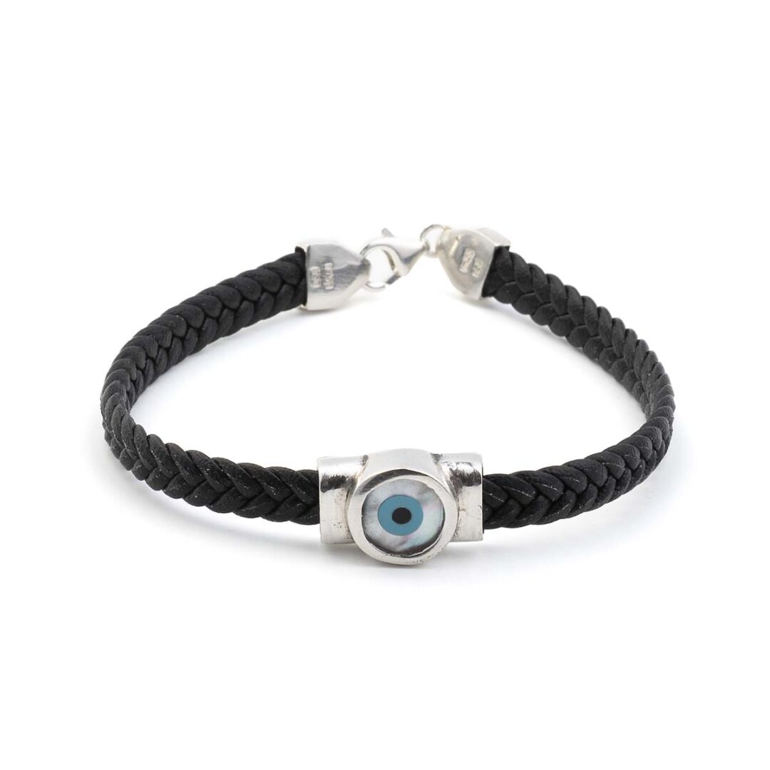 Leather Bracelet with Fildisi Evil Eye