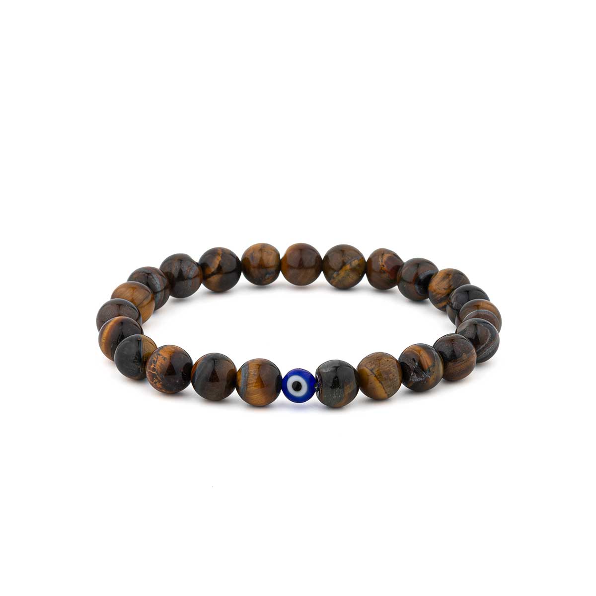 Unisex Gemstone Bracelet with Evil Eye Charm