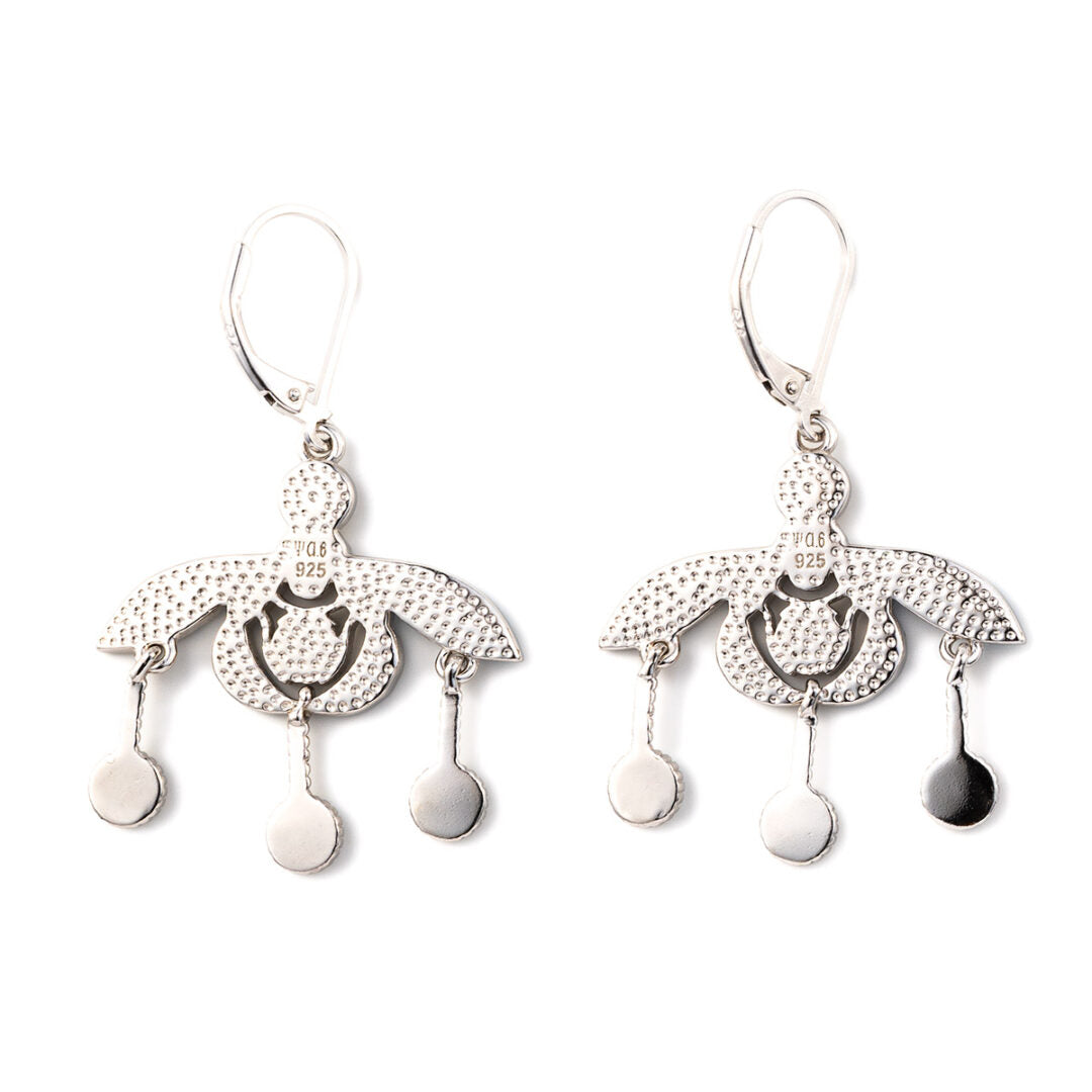 Minoan Malia Bees Earrings - 925 Sterling Silver with Opal