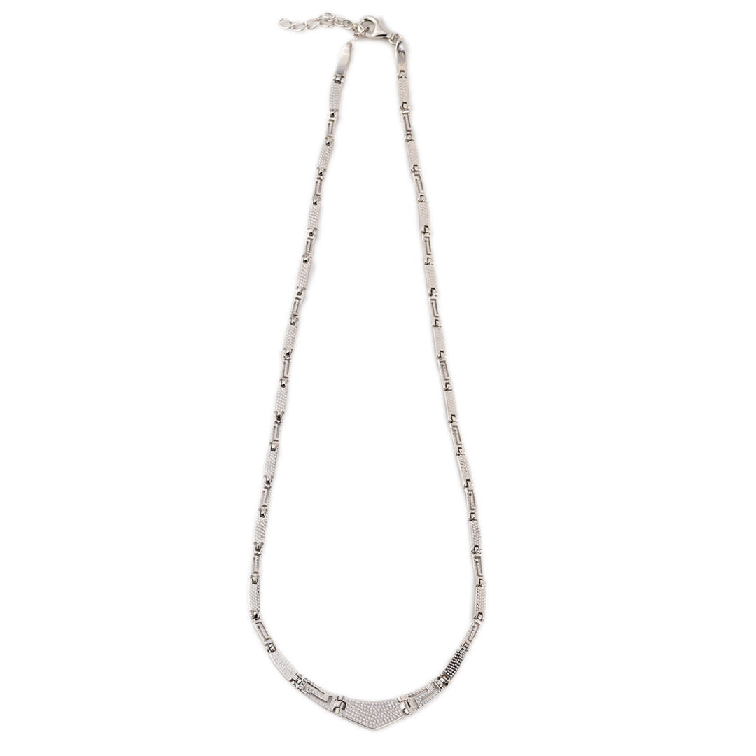 White Opal Meander Necklace - Sterling Silver