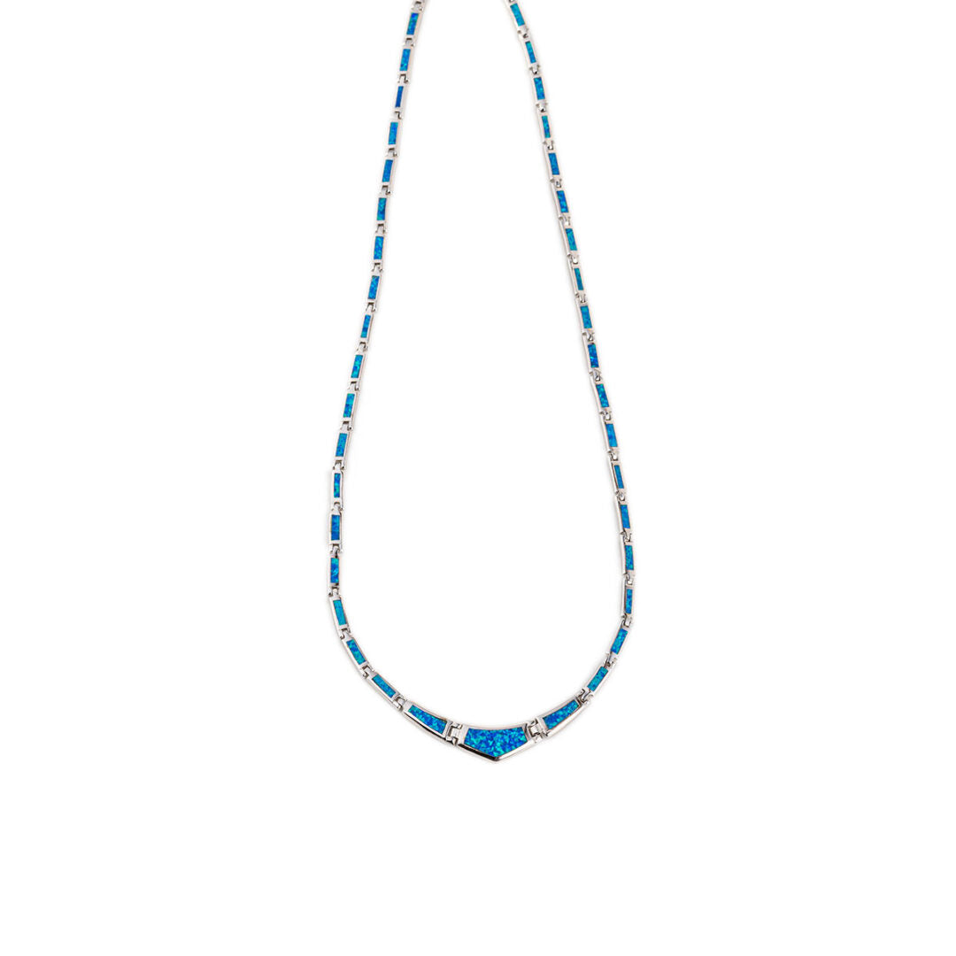 Blue Opal Necklace - Sterling Silver