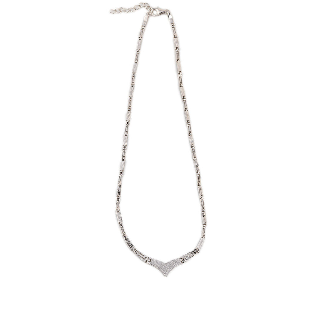 Blue opal v-shaped necklace with Meander