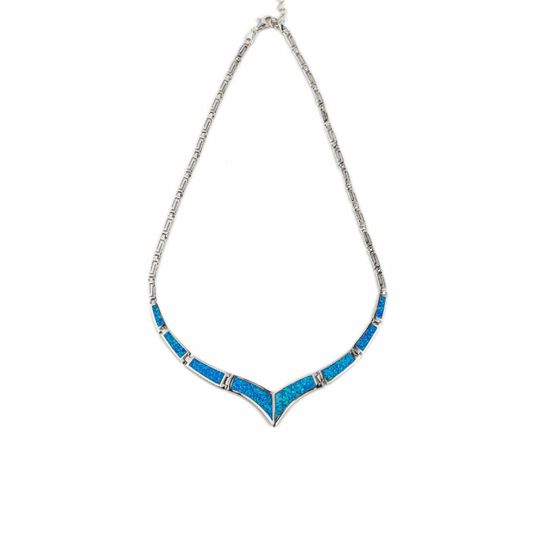Meander - Blue opal silver necklace