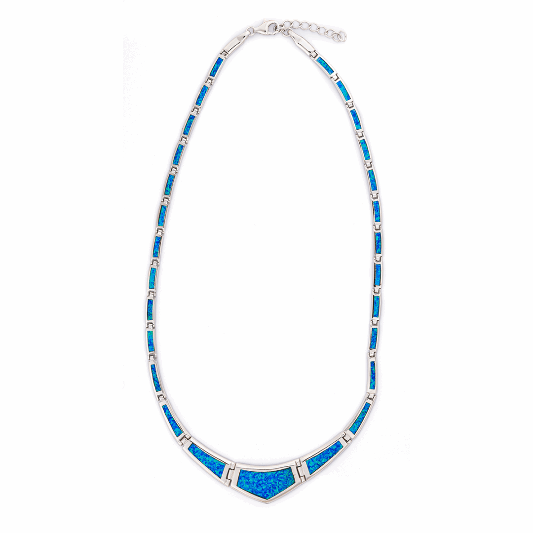 Blue Opal Necklace - Sterling Silver
