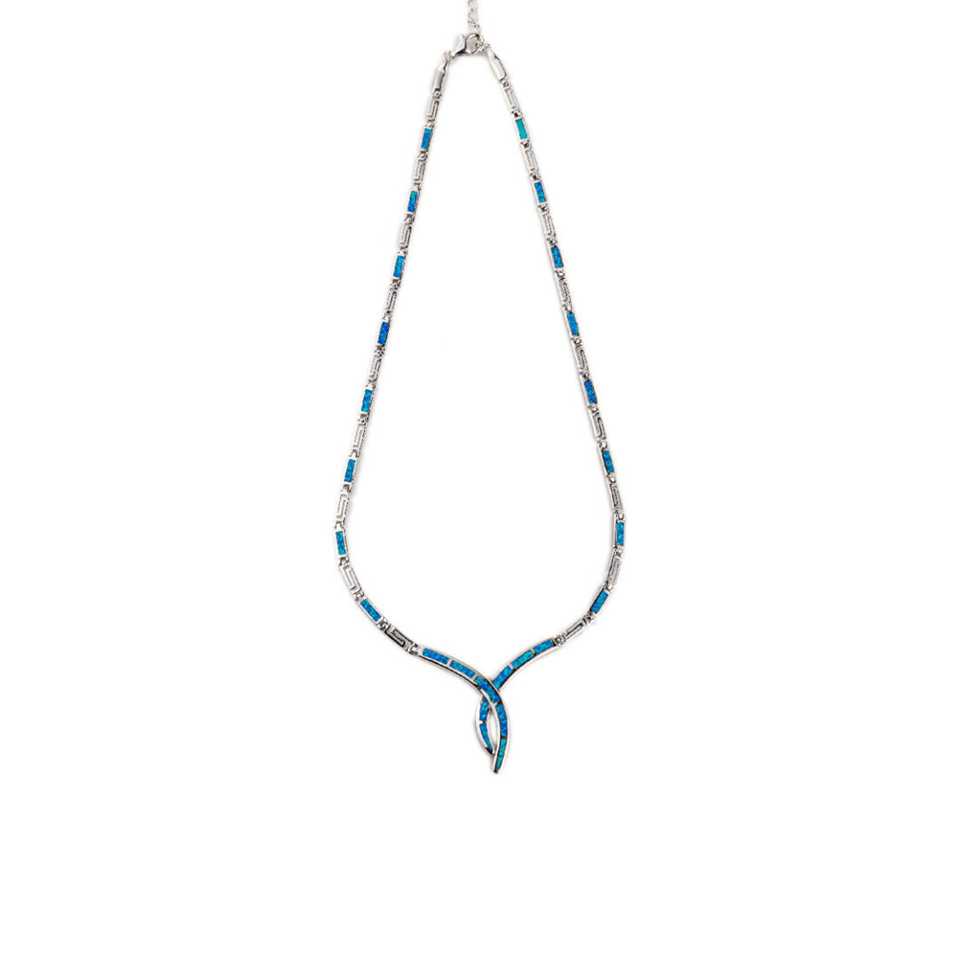 Meander - Greek key opal necklace