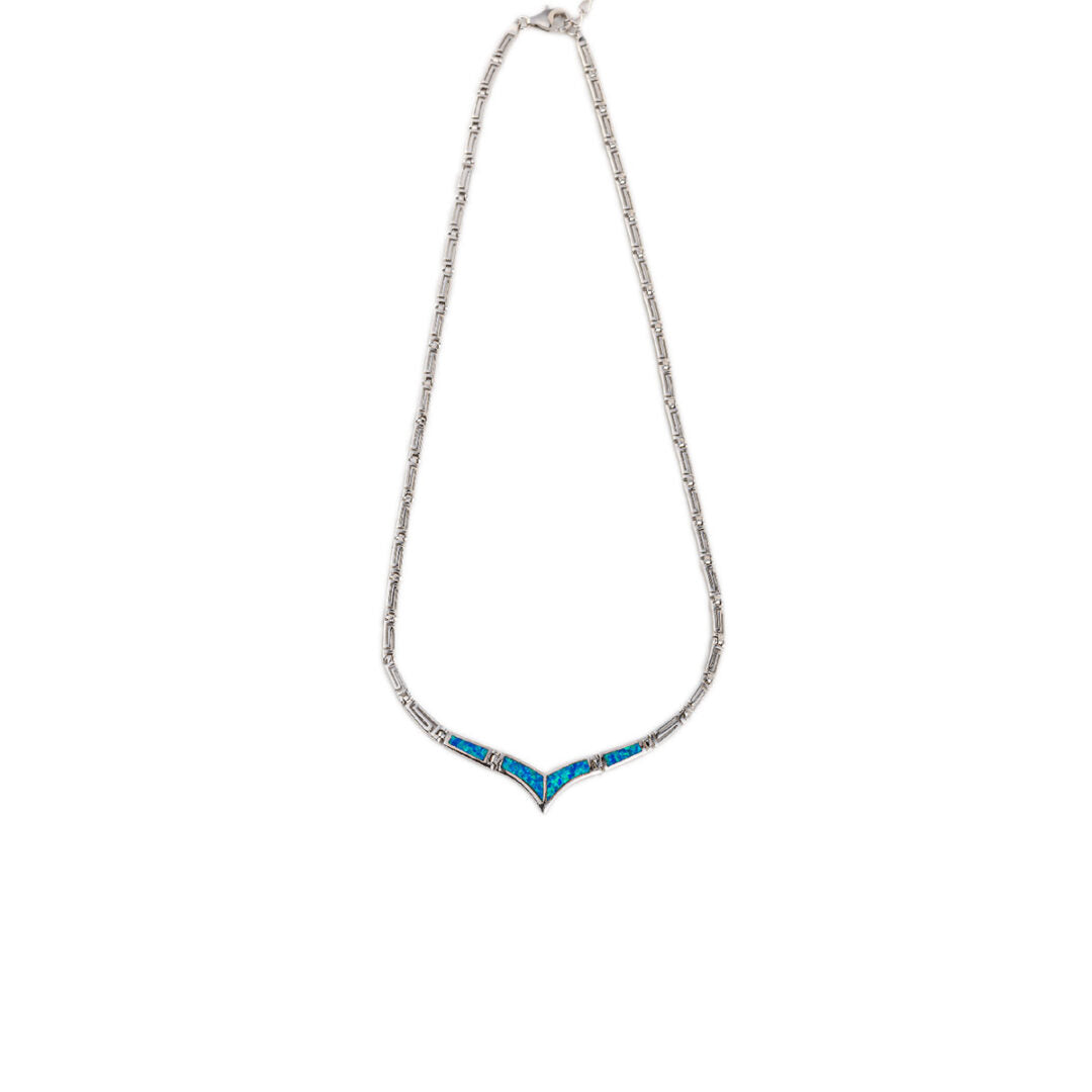 Meander - Blue opal silver necklace