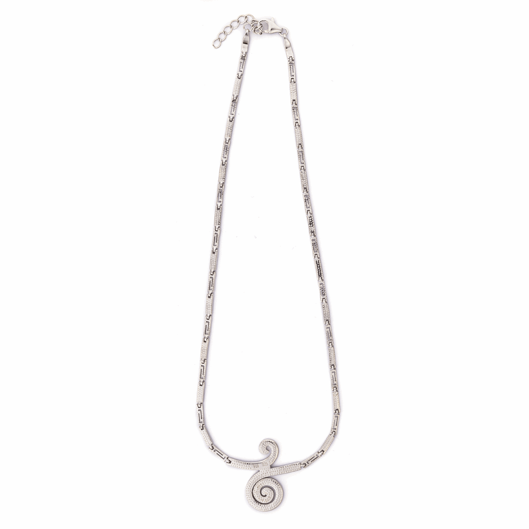Blue Opal Spiral Necklace - 925 Sterling Silver