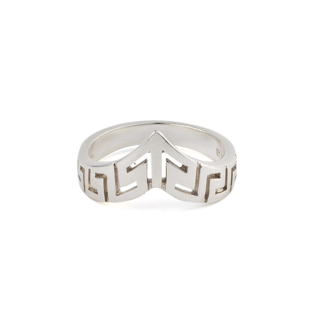 Sterling Silver Greek Key Ring